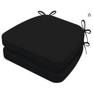 D-Shaped Chair Cushions, Thick Dining Chair Pads with Ties and Removable, Black